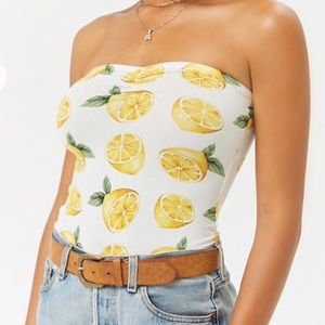 Strapless Lemon Print Body Suit